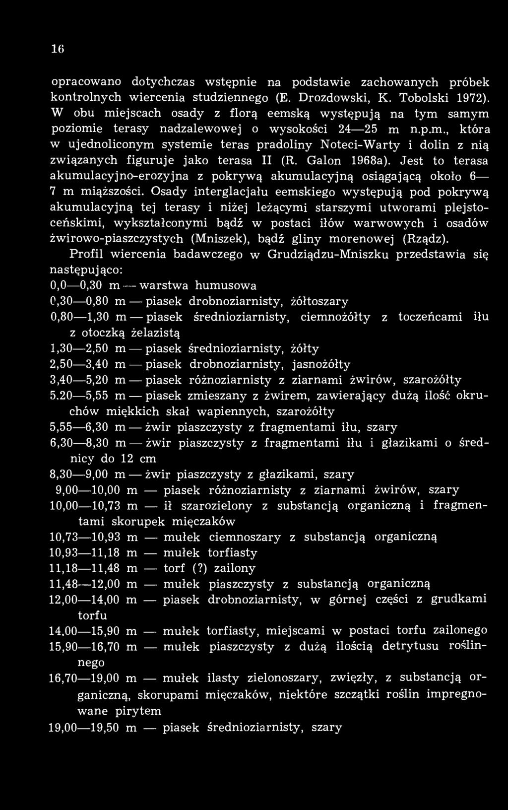 Galon 1968a). Jest to terasa akumulacyjno-erozyjna z pokrywą akumulacyjną osiągającą około 6 7 m miąższości.