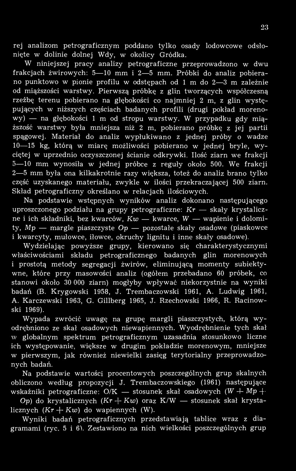 Próbki do analiz pobierano punktowo w pionie profilu w odstępach od 1 m do 2 3 m zależnie od miąższości warstwy.