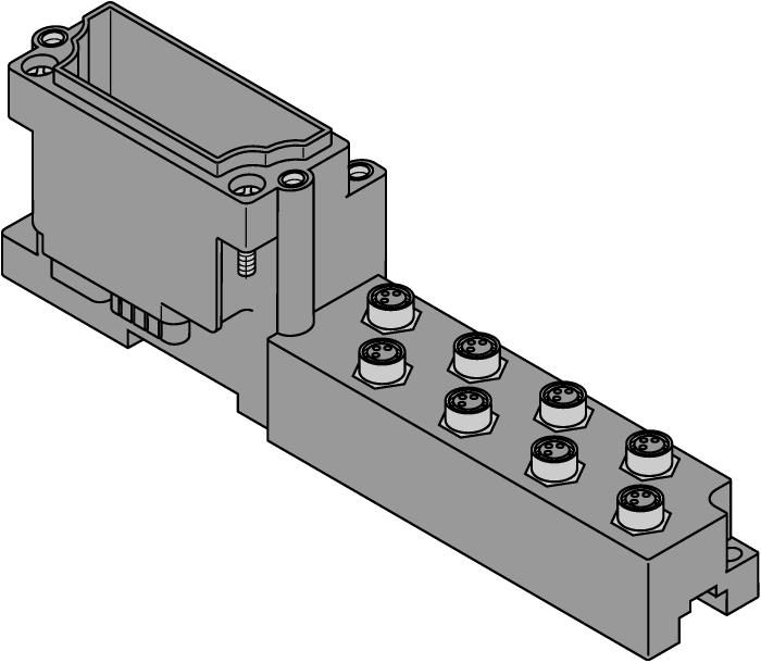 kompatybilny moduł bazowy Rysunek wymiarowy Type Pin configuration BL67-B-8M8 6827188 8 x M8, 3-pole, female SKP32-SSP3/S90 Ident-No.