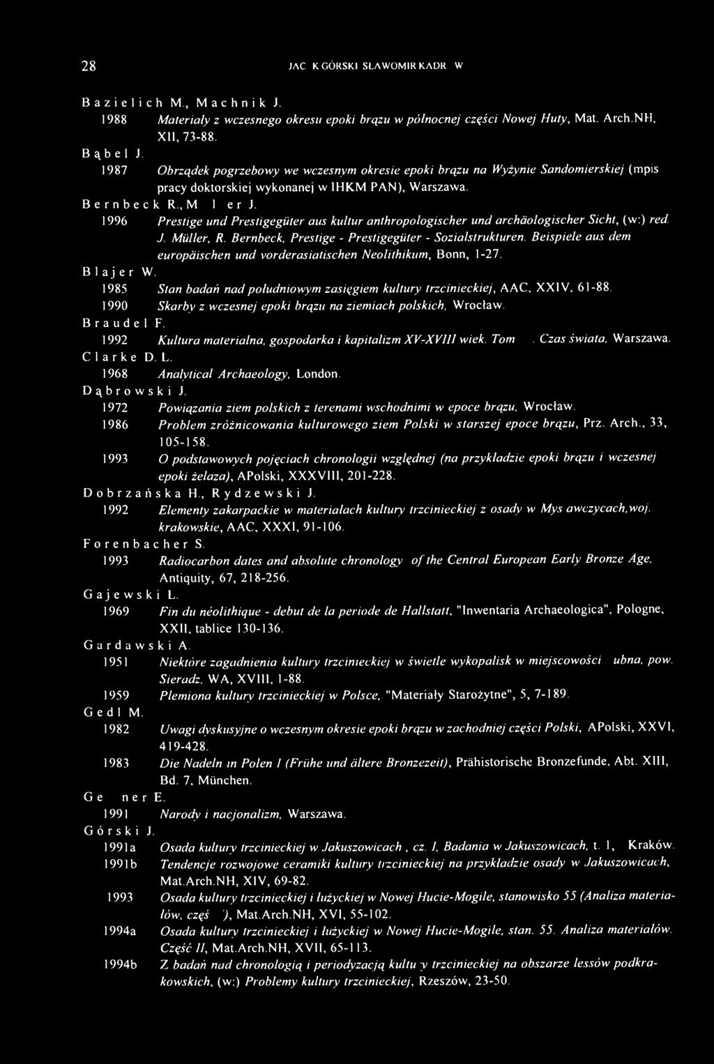 1996 Prestige und Prestigegüter aus kultur anthropologischer und archäologischer Sicht, (w:) red. J. Müller, R. Bernbeck, Prestige - Prestigegüter - Sozialstrukturen.