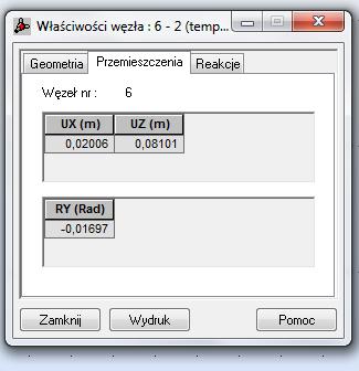 8. Odczytanie współczynników układu równań Współczynnik δ 1T 1. Z listy wybieramy przypadek obciążenia temperaturą 3.