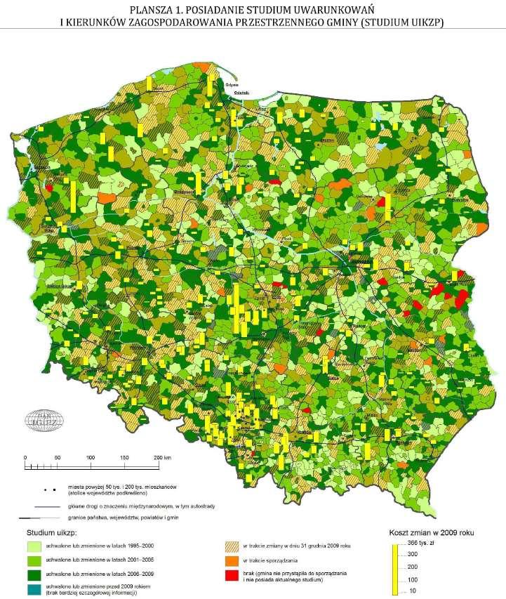 Źródło: P. Śleszyński i in. 2011, Analiza stanu i uwarunkowań prac planistycznych w gminach na koniec 2009 r.