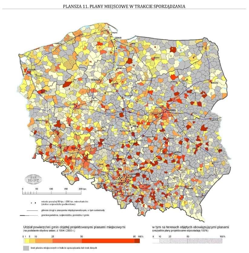 Źródło: P. Śleszyński i in. 2011, Analiza stanu i uwarunkowań prac planistycznych w gminach na koniec 2009 r.