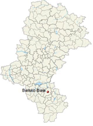 1.2. Lokalizacja projektu Miasto miasto na prawach powiatu w południowej Polsce, w województwie śląskim, na Pogórzu Śląskim, u stóp Beskidu Małego i Beskidu Śląskiego, nad rzeką Białą.