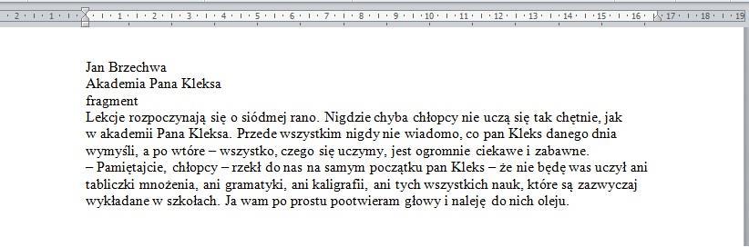 36 3. Tytuł i podtytuł wyśrodkuj, tekst zasadniczy wyjustuj, imię i nazwisko autora wyrównaj do lewej strony (rys. 2). 4.