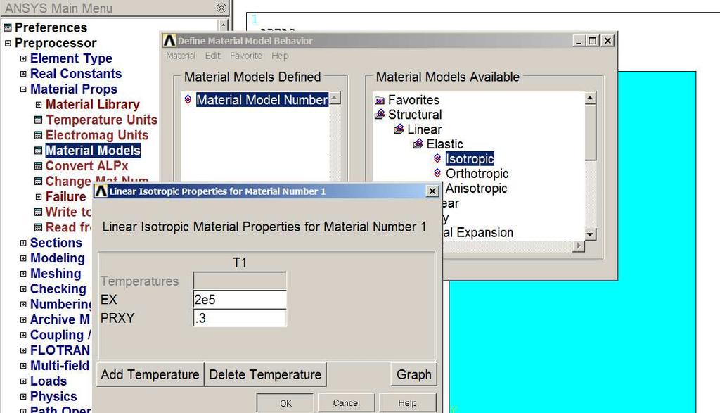 Wybranie typu elementu: Preprocessor>Element Type>Add> SHELL181 3.