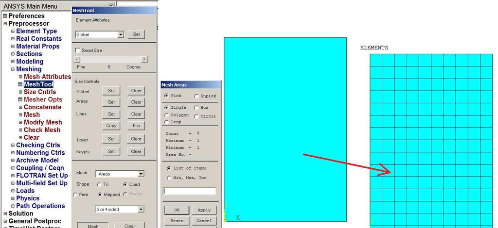 siatką: Preprocessor>Meshing>Mesh