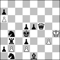 Elegancka forma meredith. a) 1.W:h3=bW We3 2.G:a5=bG Gb6# b) 1.S:a5=bS Sc6 2.H:h3=bH Hh6#.