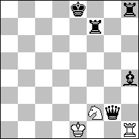 ruchu białych i matowanie w 2. ruchu białych 1.G:g3=bG Wd3 2.c:d3=bP Ge4# 1.G:d6=bG Gf3 2.g:f3=bP g4#.