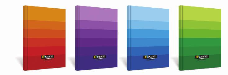 Ombre - twarde, kolorowe ok³adki - szyty i klejony grzbiet - papier 60 g/m2 Kolor 15K121L pomarañczowy A5, 96 kartek, kratka 3,56 4,38 15K121C niebieski A5, 96 kartek, kratka 3,56 4,38