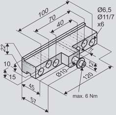 Numer produktu: 155154 aluminium (naturalna anoda), stal nierdzewna 1x trzpieñ Ø10 mm, śruba M5, podk³adka A5,3 zawleczka 2x20 K82-1 Monta nawierzchniowy po przeciwnej stronie do zawiasów na ramie,