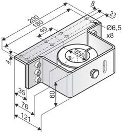 HEROAL 085 / 180 NSK Akcesoria B6 konsola obejmowa do PLS (Ø50 mm, G1/8) Numer produktu: 151321 stal nierdzewna otwory Ø14,5 mm Numer produktu: 576001 F28 Monta nawierzchniowy po bokach na skrzydle,