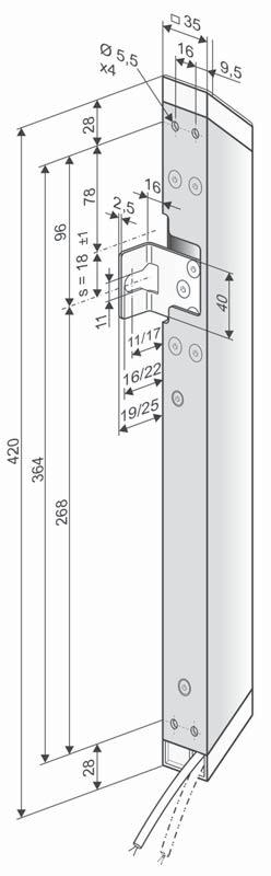 FVB3 / FVB4 24V DC : Naturalna wentylacja, oddymianie, ferralux -NSHEV Monta nawierzchniowy na g³ównej lub bocznej krawêdzi zamykania na ramie okna (RM) otwieranego na zewn¹trz lub na skrzydle (FM)
