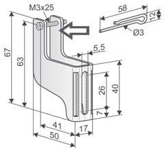 Numer produktu: 523972 stal nierdzewna 1x śruba M3x25, 1x strzpieñ sprê ynowy M3, F120 Monta nawierzchniowy, na skrzydle, otwierane do