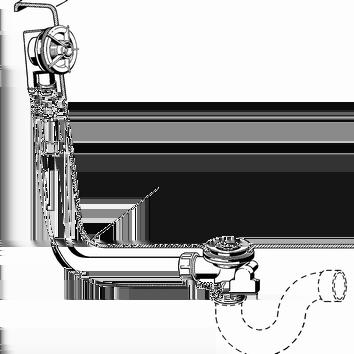 Obsługa Warunki: Korpus przelewu i odpływu są zamontowane w wannie. Przelew i odpływ są połączone. Do przyłącza gwintowego korpusu odpływowego przykręcić zewnętrzny syfon. 3.2.