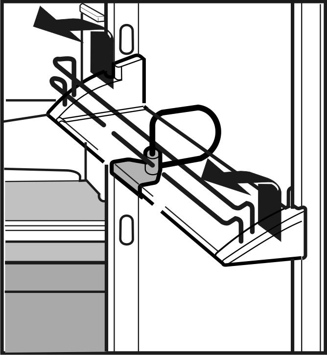 5.7 Półka w drzwiach Przenoszenie półek w drzwiach u Wyjąć półki zgodnie z ilustracją. Pojemniki można wyjąć i postawić na stole jako całość.