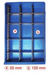 szuflady na prowadnicach z zamkiem cylidrycznym (szuflady i szafki zamykane jednym kluczem); nośność każdej szuflady 25 ; bieżnik z szarej gumy termoplastycznej, niebrudzący, z precyzyjnym łożyskiem