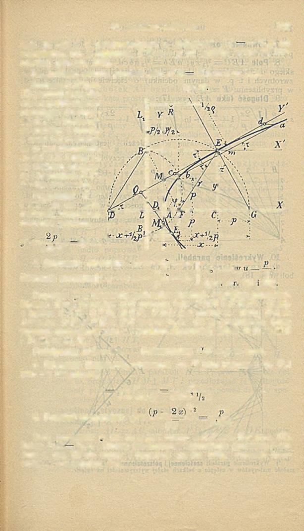 łcgła do osi y, a przeprowadzona w odległości A L llil> od wierzchołka, lub w odległości F L ' = p od ogniska, zowie się kierownicą (por. str. 10 2 ).