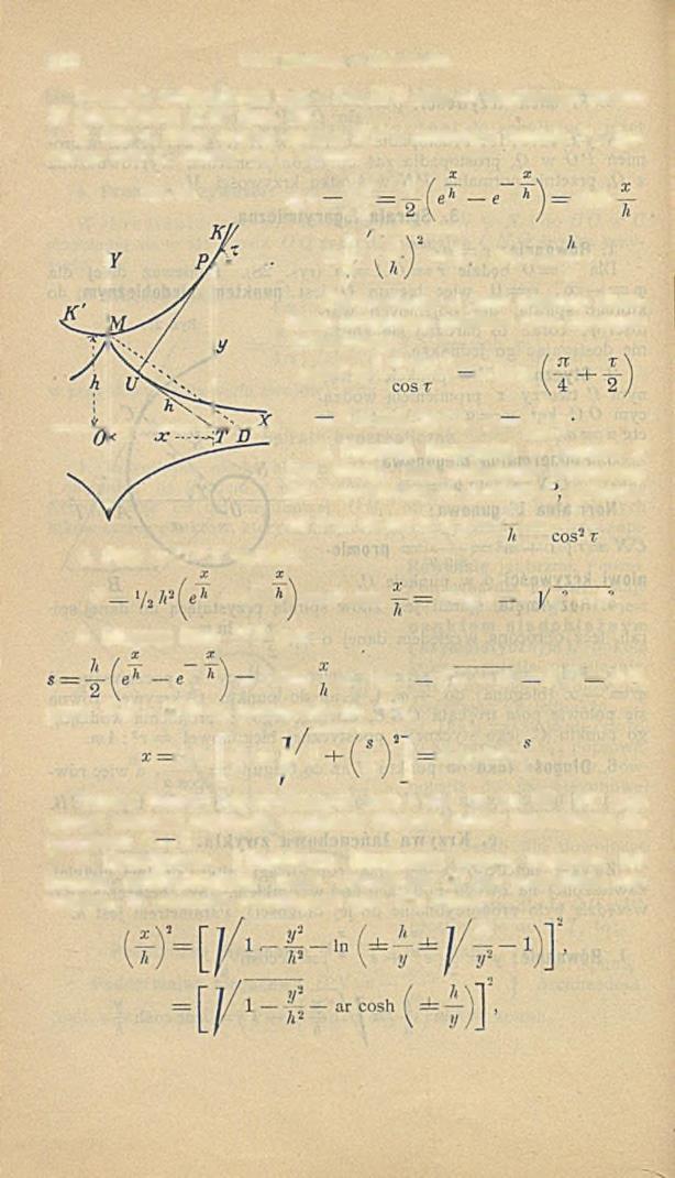 118 Dział pierwszy. Matematyka. Początek spółrzędnych leży o h = M O niżej od najniższego punktu M łańcuchowej K K ' (rys. 29