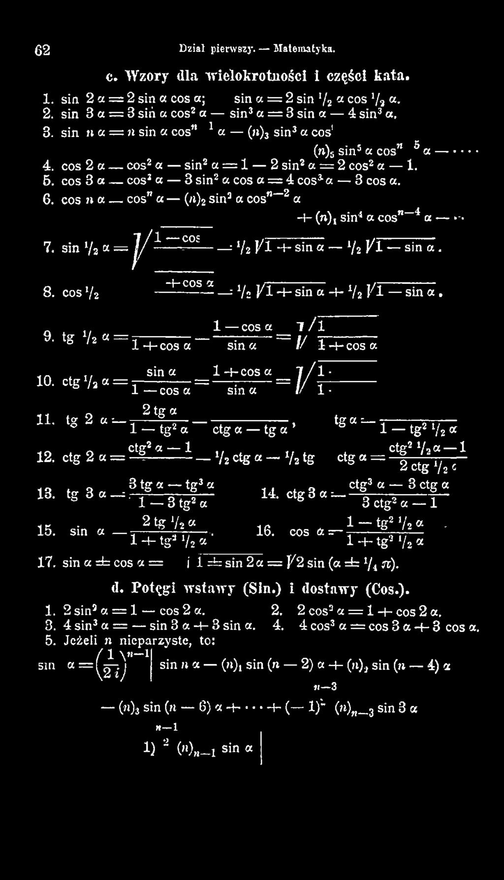 sin a 2 tg a 1 tg2 a ctg a tg a tg a : 1 tg2 V2 a ctg2 a 1!2. ctg 2 a = y, c tg «- V2 tg _ctg2y2g 1 c t g «- 2 ctgy2 c ctg3 a 3 ctg a 3 tg a tg3 a 1' 1 3 tg2 a 14.