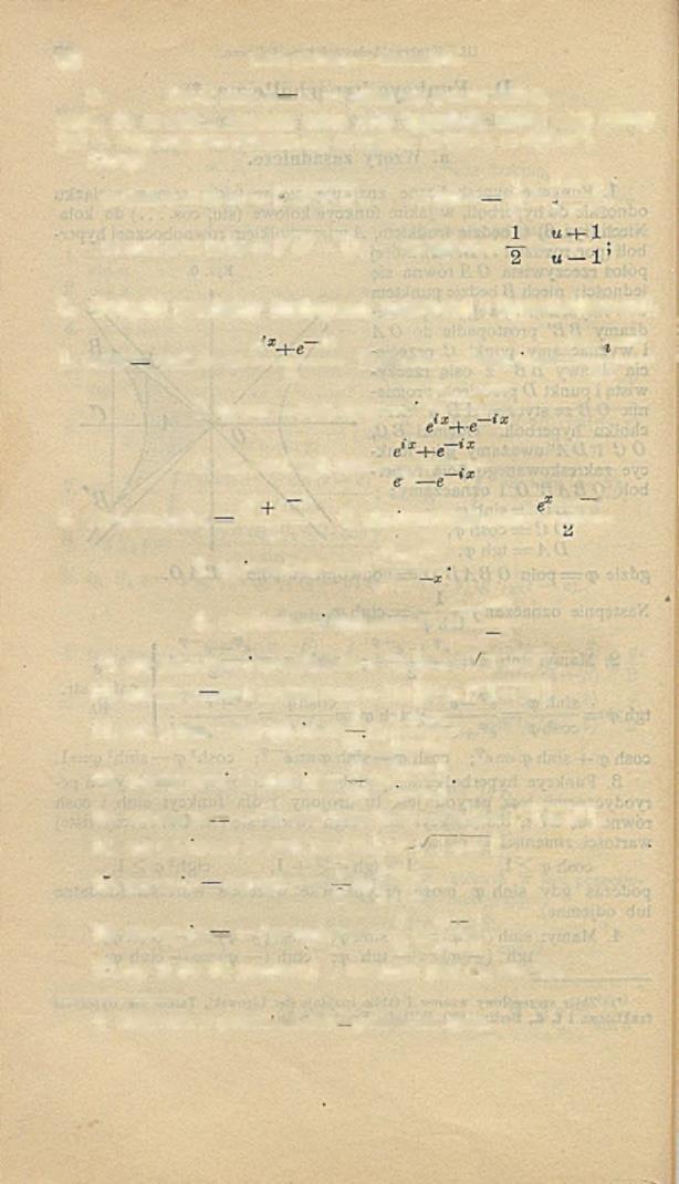 6 3 Dział pierwszy. Mateuiatyka. b. Jeżeli sinh qi u, to pisze się <p = ar sinh u, czyli, że ar sinh u oznacza takie pole hyperboli, której sinh rów ny je s t «.