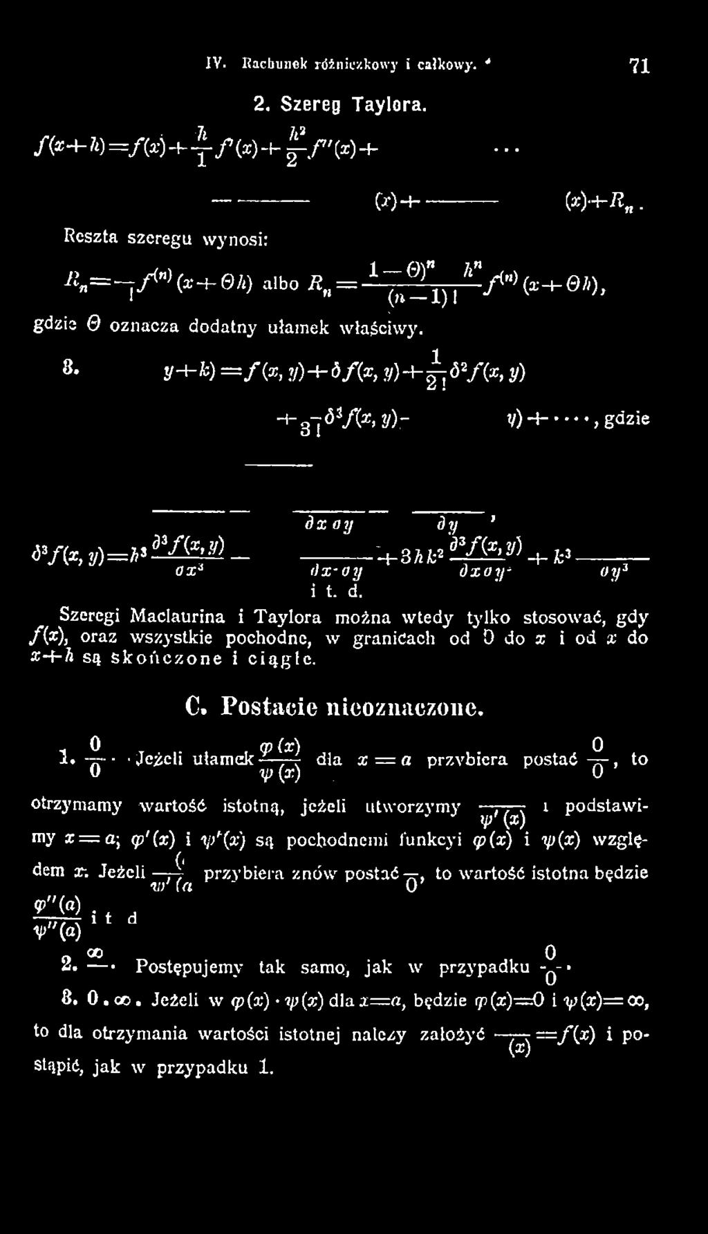 C. Postacie nieoznaczone. - 0 w (x) 0 1.