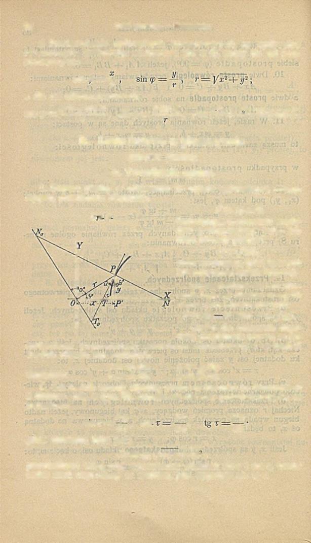 9 6 Dział pierwszy. Matematyka. e) Przekształcenie spółrzędnych b i e g u n o w y c h na spółrzędne r ó w n o le g l e.