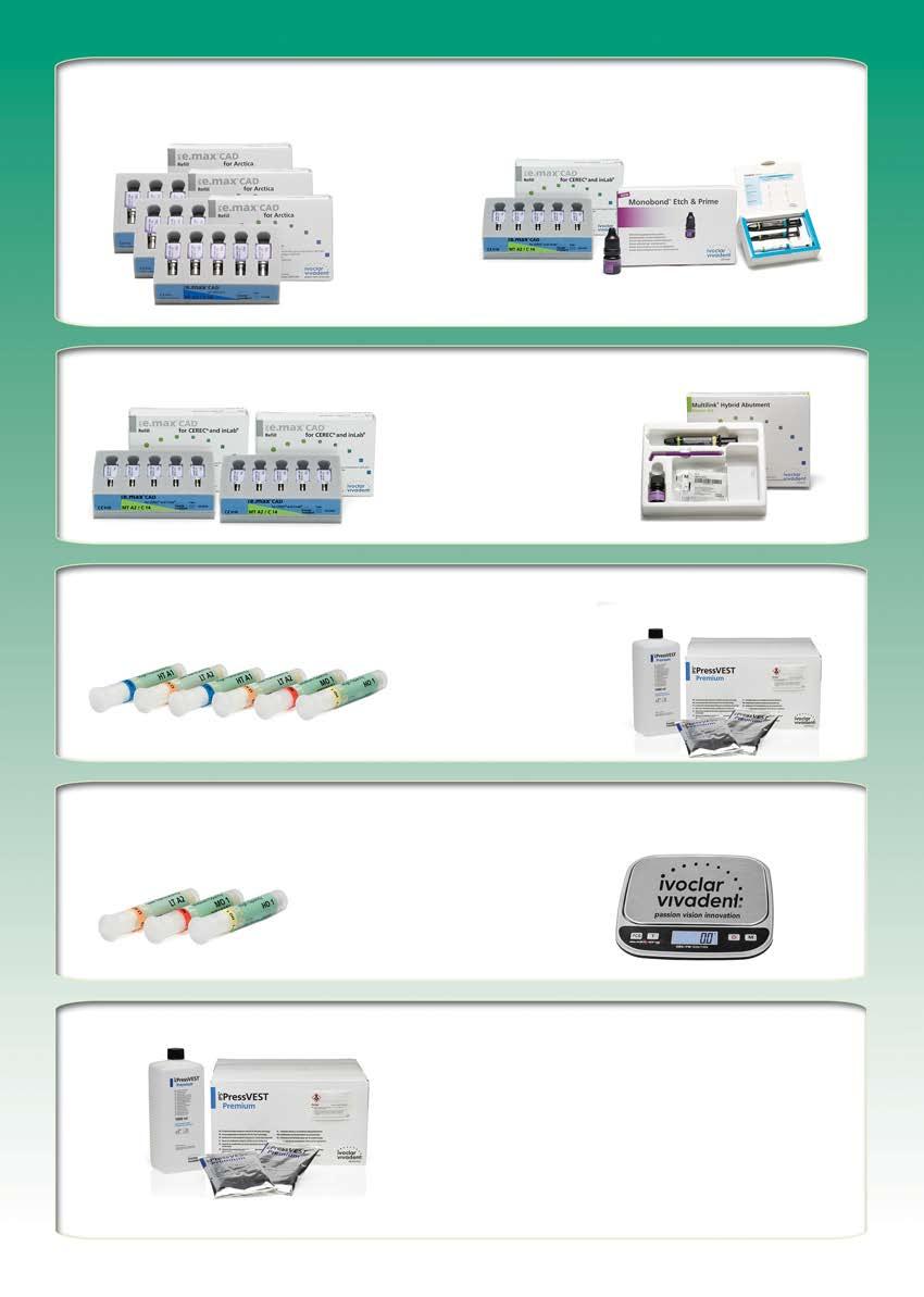 3 x IPS e.max CAD HT lub LT C14 5szt. (CEREC/inLab, KaVo Arctica-kolory do wyboru) 1 x IPS e.max CAD MT C14 5szt.