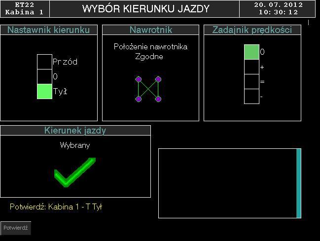 Rysunek 7 Ekran wyboru kierunku - TYŁ Rysunek 8