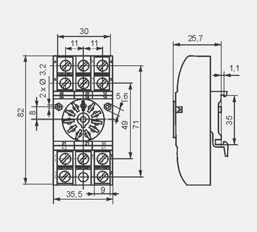 82,8 x 35,5 x 22,5 mm Trzy tory pr¹dowe 10 A, 250 V