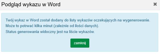 Wygląd ikony informuje o statusie generowania wykazu opłatowego. Po wygenerowaniu ikona pliku zmienia swój wygląd (status).