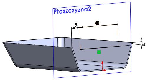 Płaszczyzna2 // do Płaszczyny1, odległa o 30 mm Żebro1 Aby wykonać żebro musimy najpierw wykonać Szkic.
