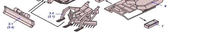 1. Front casting dozer with extended cutting width; 3.2. Front casting and V arrangement dozer; 3.3. Front casting and V arrangement dozer with mineclearing teeth; 3.