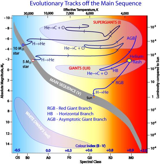 Ewolucja gwiazd: ciąg główny - olbrzymy Gwiazdy o różnych masach