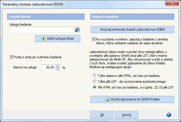 Html Plik, który łatwo można przejrzeć i ewentualnie przepisać wyniki do Kliniki XP, jednak nie można go importować automatycznie LDT Zalecany.