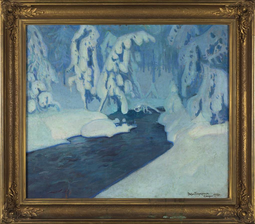 18. Stefan FIlIPKIEWIcZ (1879-1944) ZiMOWy POtOK Olej, płótno, 59 x 69 cm, sygn. p.d.: Stefan Filipkiewicz Zakopane 1911. 22.000,- Ur. 28.07.1879 roku w tarnowie, zm. 23.08.