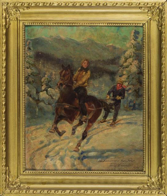 22. Stefan Witold matejko (1871-1933) GieWONt Olej, płótno, 65 x 43 cm, sygn. p.d.: S. W. Matejko 29. 16.000,- Malarz, witrażysta, syn starszego brata Jana Matejki.