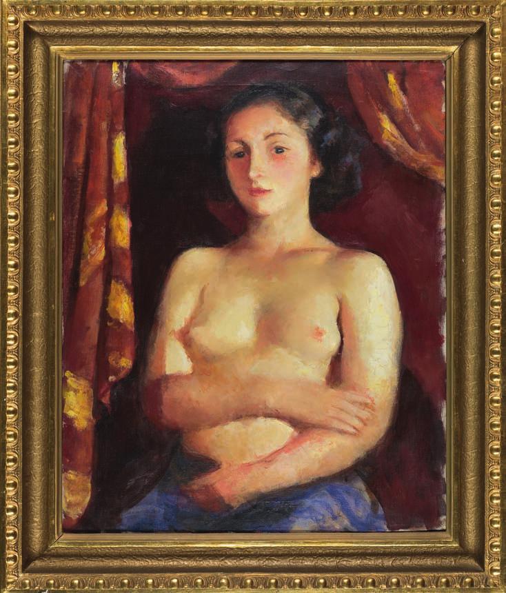 27. Wojciech WEISS (1875-1950) PÓŁAKt MŁOdeJ KOBiety Olej, płótno, 81 x 65 cm, niesygnowany, na odwrocie pieczątka z numerem katalogu kolekcji rodzinnej i monogramem artysty: 1050/1 WW, potwierdzenie