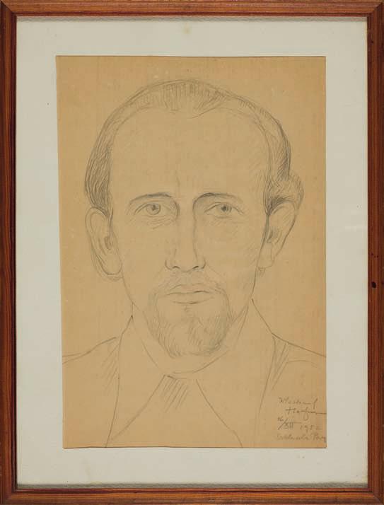 Wlastimil hofman (1881-1970) POrtret MężCZyZNy Ołówek,