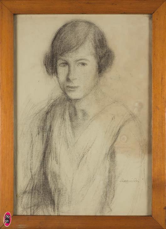 3. Teodor AxEnTOWIcZ (1859-1938) POrtret dziewczyny rysunek, papier, 49,5 x 39,5 cm, sygn. p.d.: Axentowicz. Po konserwacji. 6.000,- 4.