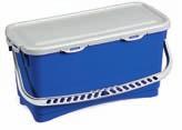 the lid assures an hermetic closing The buckets has been developed as a key element of the pre-treated system of the mops reducing the cleaning costs It can be equipped with 4 ø