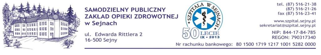 Sejny, dnia 16.09. 2013 r. W postępowaniu przetargowym 10/ZP/2013 o udzielenie zamówienia publicznego prowadzonego w trybie przetargu nieograniczonego powyżej 200 tys.