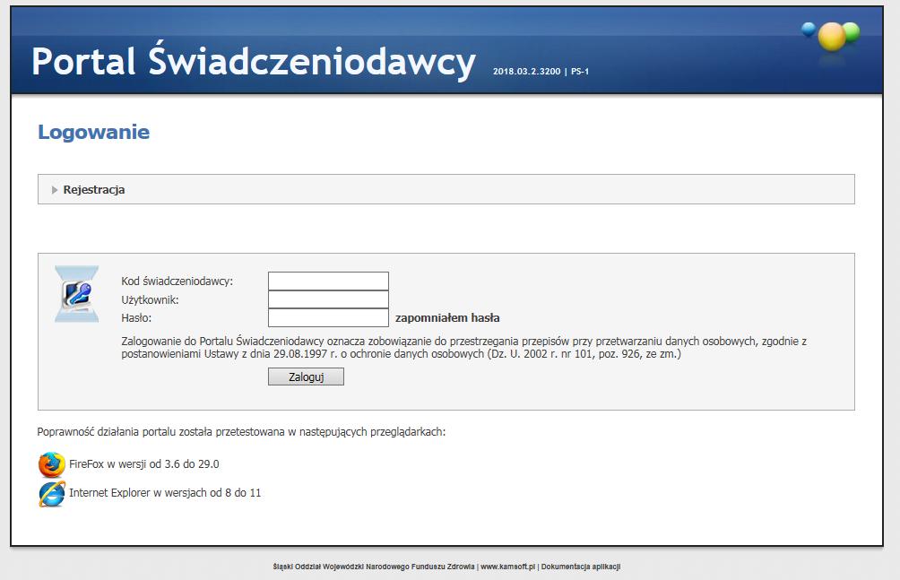 1. Logowanie do portalu świadczeniodawcy
