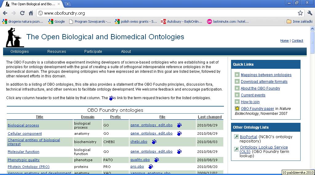 Przykłady ontologii: złożone Ontologie wyższe ( upper ontologies ): DOLCE, BFO, Cyc, Sumo Ontologie