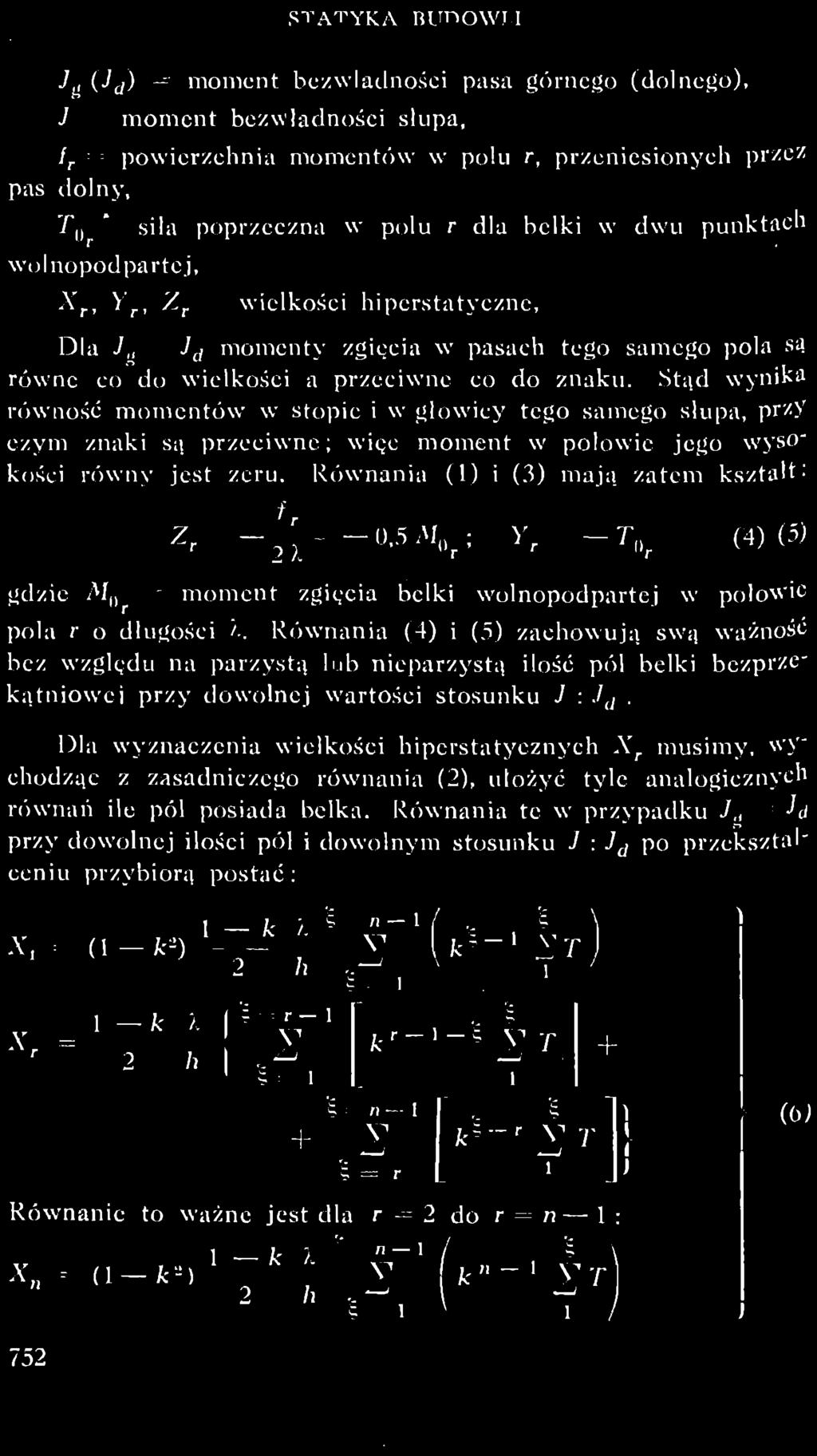 lub nieparzystą ilość pól belki bezprzekątniowe i przy dowolnej wartości stosunku J : Jd.