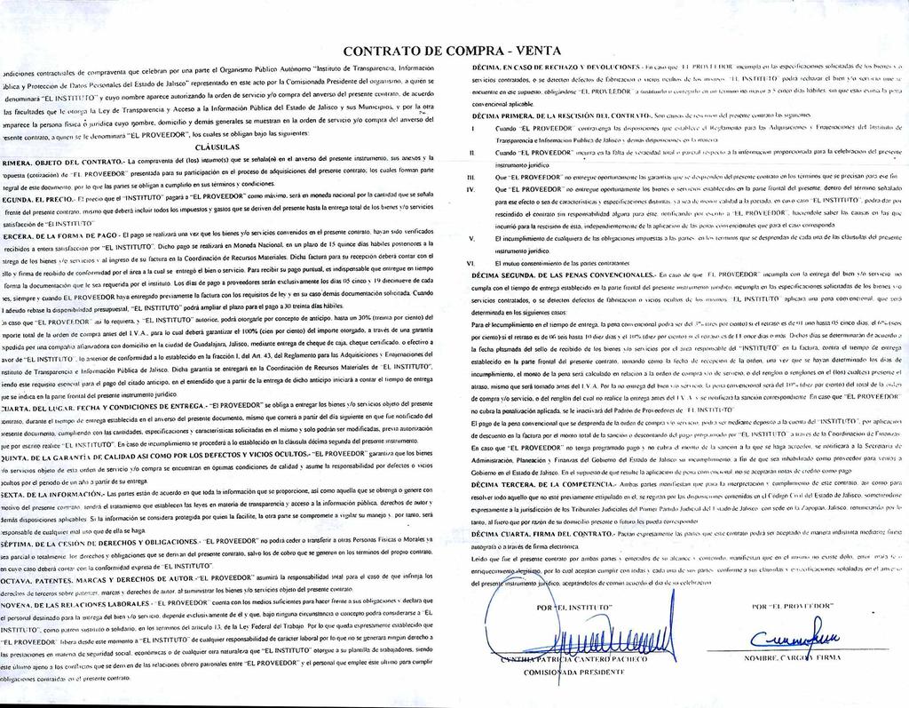 JndlCOncscontractuales de compraventa que celebran por una pan e el Orgarnsmo Púbtice Autónomo "Jnsnuno de Transparencia, nformación ibhca y PrOCCC\On J~Daros Pl'!'4.