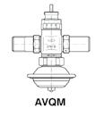 Regulator przepływu połączony z zaworem regulacyjnym,, 50 C Regulacja przepływu - dynamiczna, nastawa za pomocą regulowanego dławika Montaż na rurociągu powrotnym i zasilającym AVQM DN 5 20 25 32 40