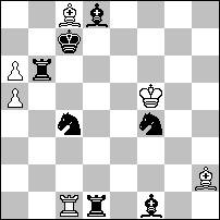 5 pochwała nr 394 - Marian FRĄK Biały i czarny Grimshaw. a) 1.Ge3 K:c3 2.Kf2 Wc4 3.K:e2 Wf4# b) 1.We3 Kc5 2.Kf3 Gc4 3.K:e4 Ge2#.