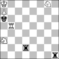 Kf7+-. 2.Gg4 H:g4! 2...Hh2 3.f4 g:f4 4.Gf6 f:e3 5.Gf5+! K:f5 Hh5+ 7.Ke7+-; 2...Hh4 3.Gf8! Gd3 4.Hf6+ W:f6 (4...K:f6 5.h8H+ Kg6 6.Gg7 +-) 5.h8S#. 3.f:g4 Gb1! 4.Ga1! G:a2 5.Hb2! Wf2+ 6.H:a2! W:a2 7.