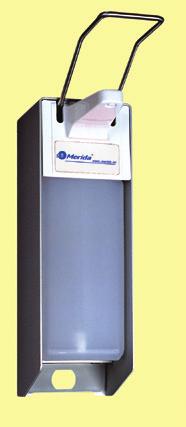 21.5 METALOWE DOZOWNIKI płynów dezynfekcyjnych dozownik o poj. 500 ml: szer. = 8 cm / wys. = 29.5 cm / gł. = 22 cm dozownik o pojemności 1000 ml: szer. = 9.5 cm / wys. = 34 cm / gł.